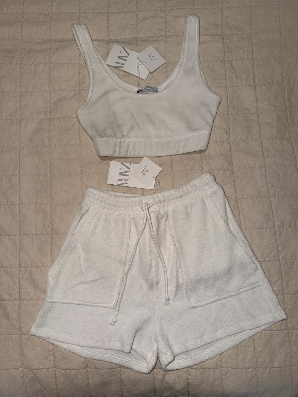 ZARA White Matching Two-Piece Lounge Set (NWT)